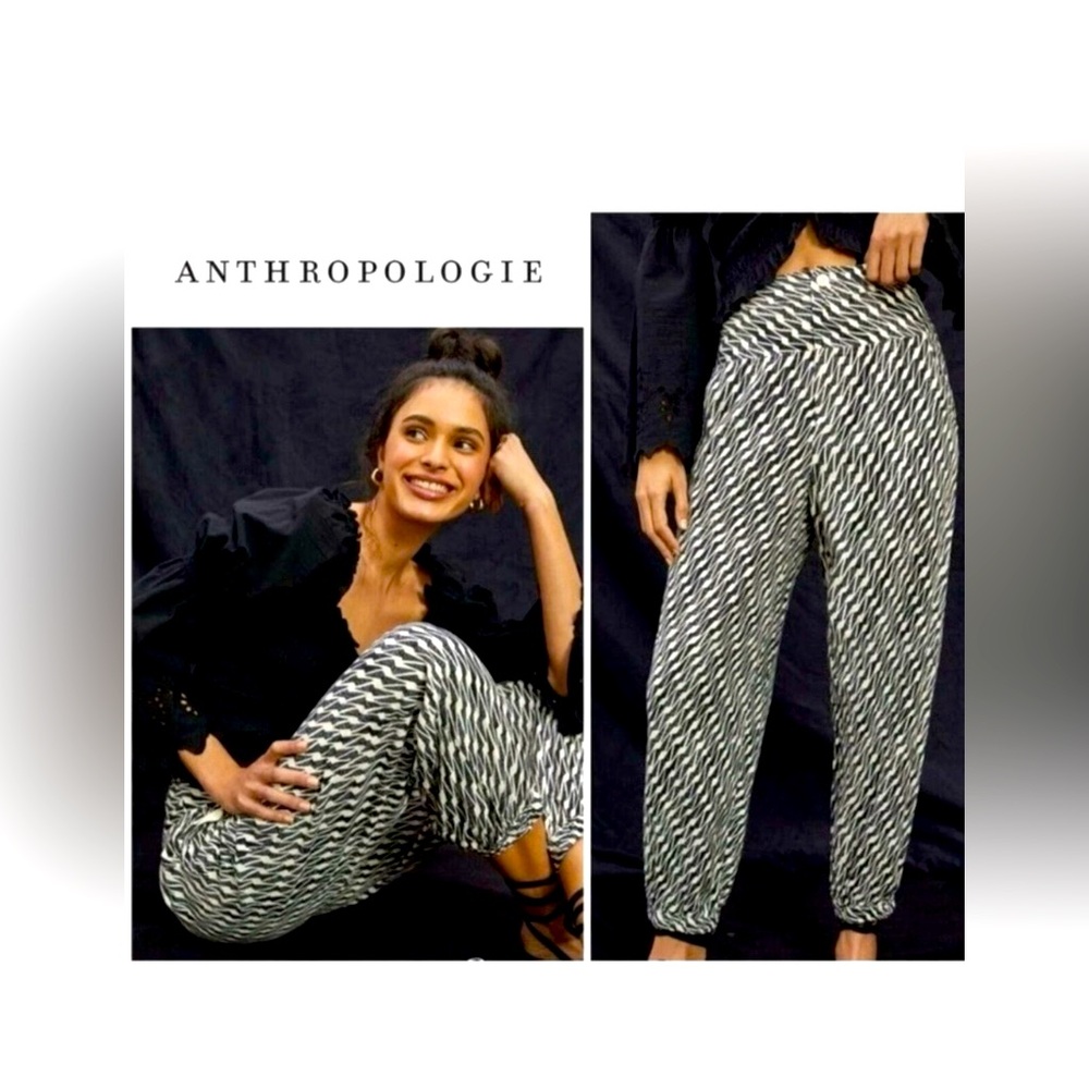 Anthropologie Black and white jogger pants .